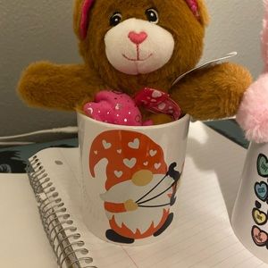 Valentine’s Day mug teddy bear I can put name on come in cute valentines bag